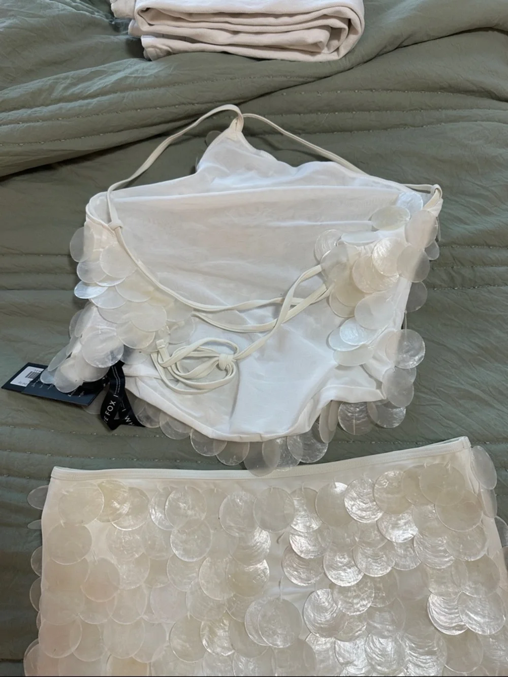 White Fox Boutique Aura Shell Mini Skirt and Top - White - Picture 4 of 5